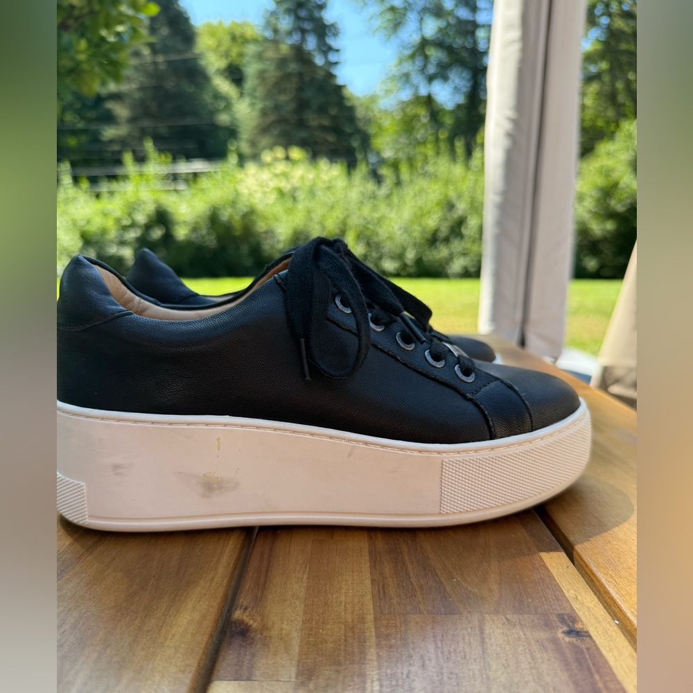 J Slides Black and White Platform Sneakers